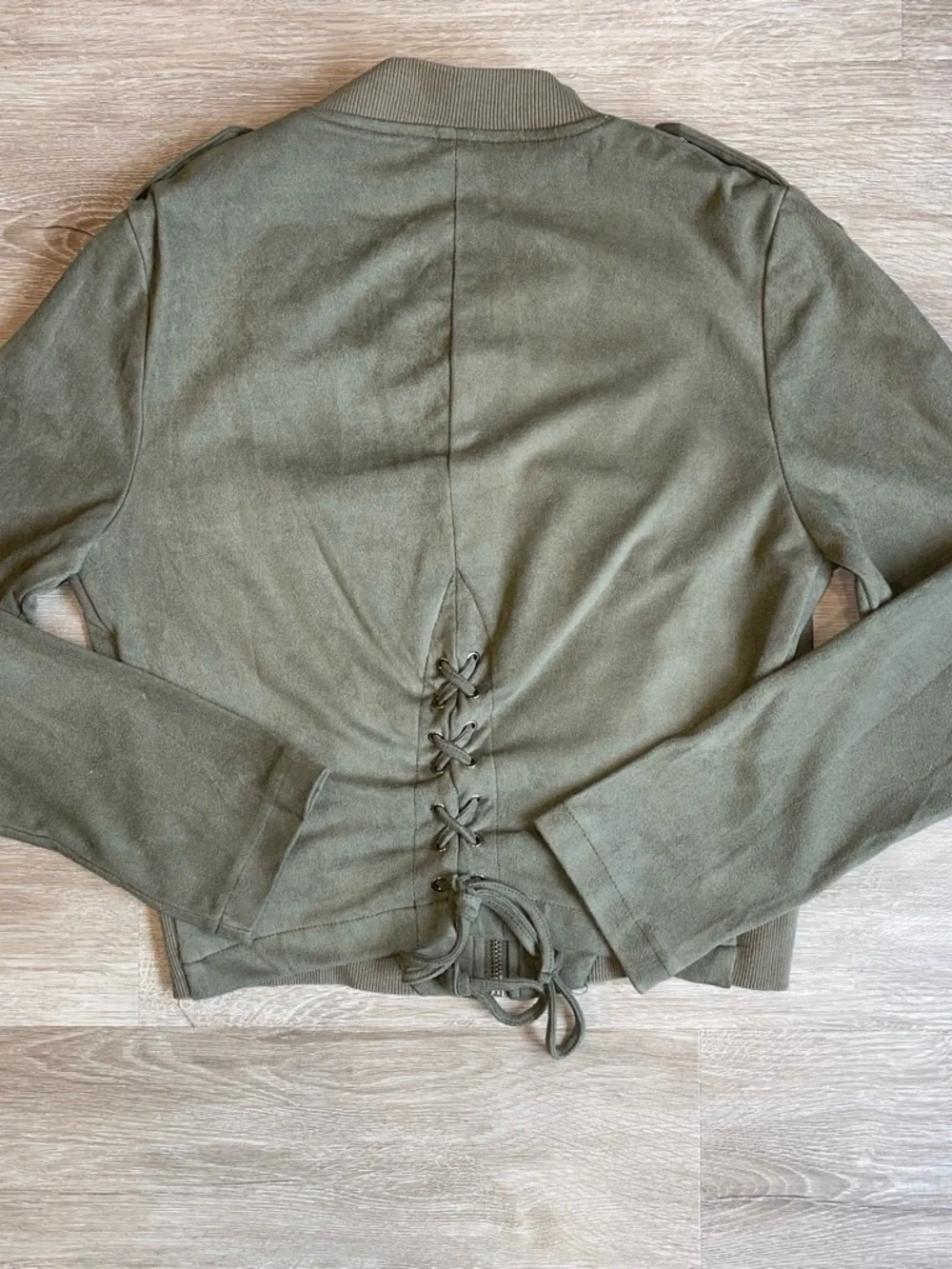 Privy womens bomber jacket M Olive Green faux suede